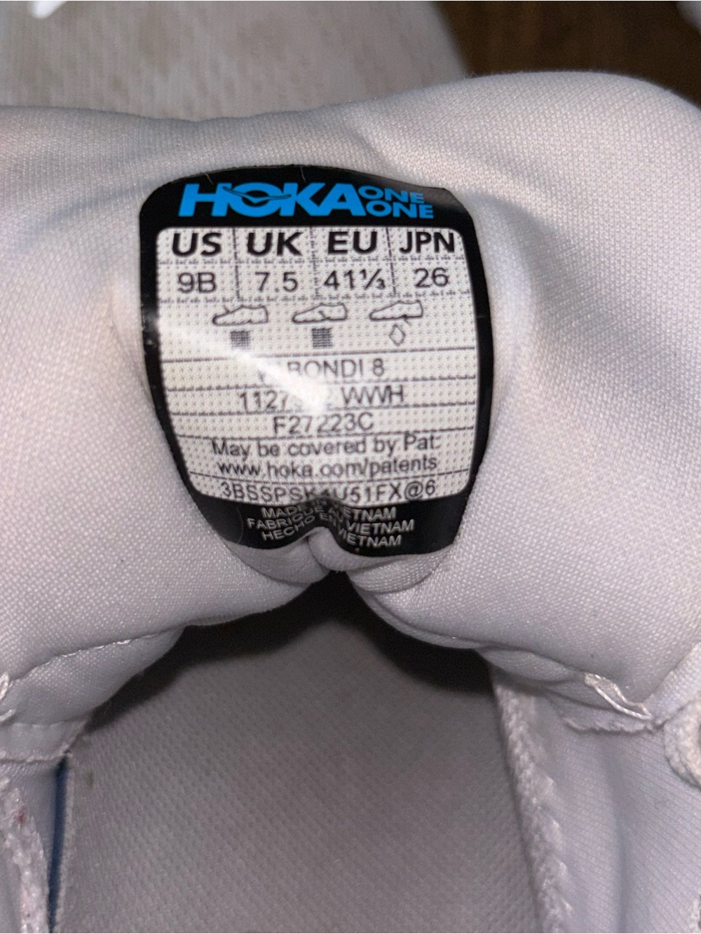 Hoka White Bondi 8 Shoes - Picture 5 of 5
